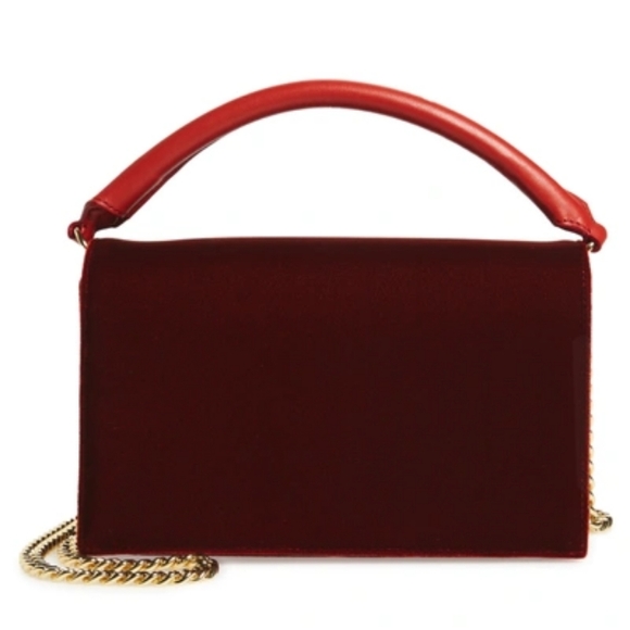 DVF Soiree Red Velvet Leather Top Handle Crossbody Shoulder Bag, NWOT - Picture 2 of 13